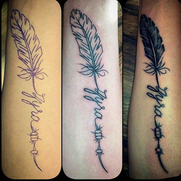 羽毛纹身图片 10张不错的孔雀彩色羽毛纹身图片