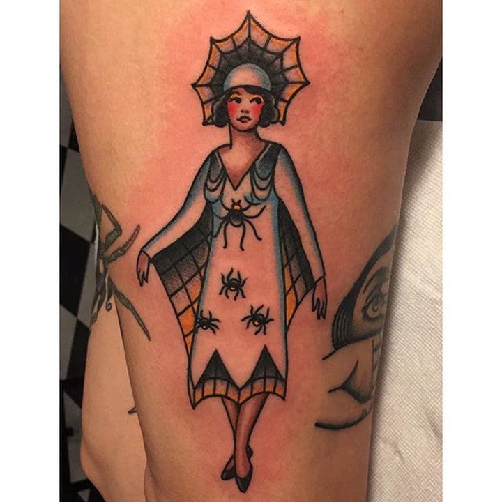 纹身school  多款彩绘old school风格的人物纹身图案