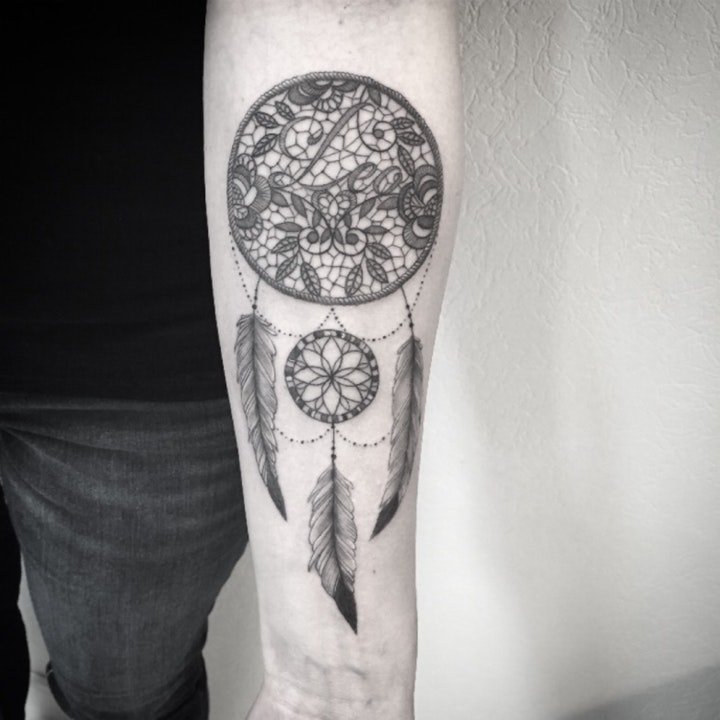 捕梦网纹身图   具有梦幻色彩的捕梦网纹身图案