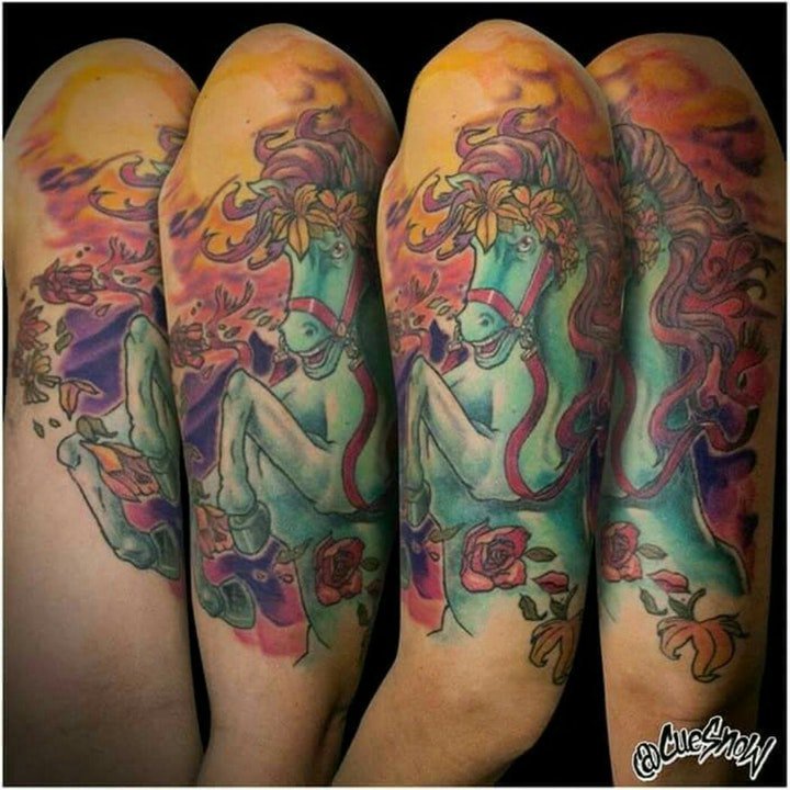 马纹身图案 10款形态各异的彩绘纹身动物马纹身图案