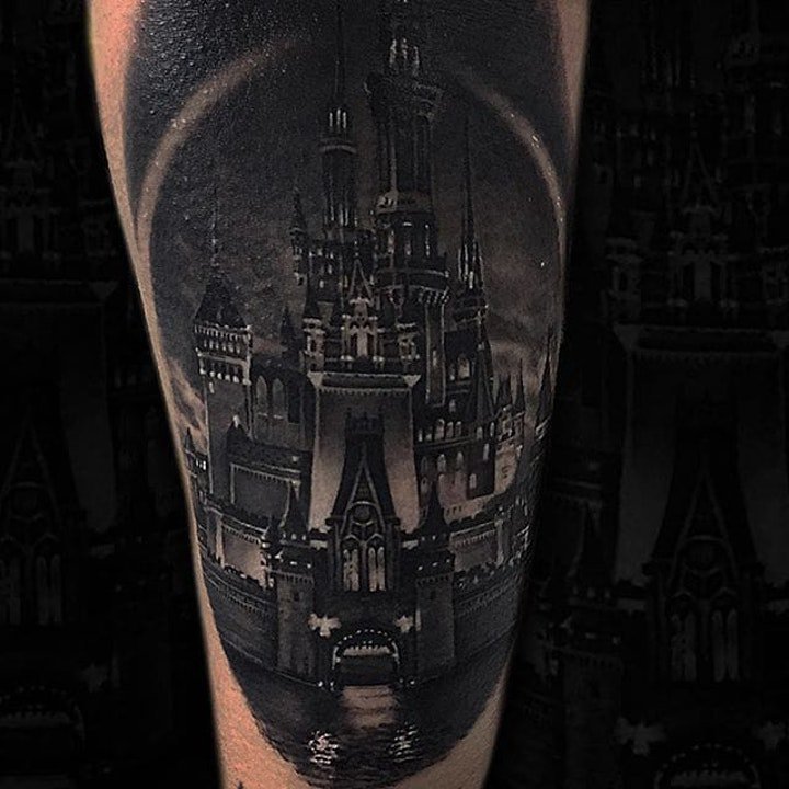 动漫纹身图案 黑灰纹身动物和人物的迪斯尼动画片动漫纹身图案