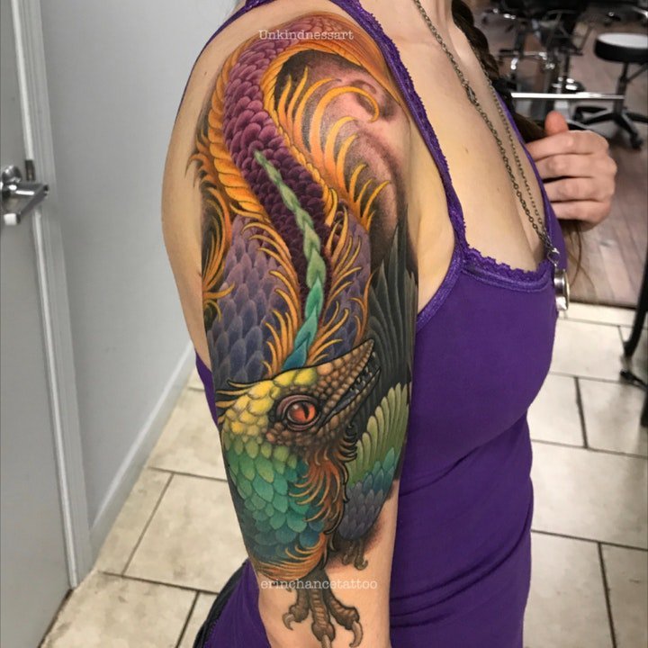 鸟纹身图案 身体各部位鸟和花朵搭配的鸟纹身图案