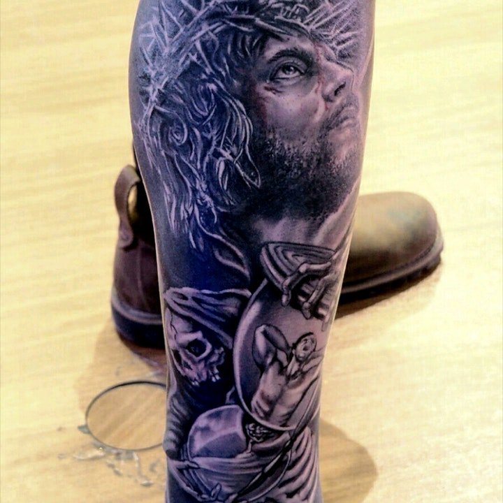 纹身耶稣图案 多款黑暗系纹身十字架的耶稣纹身图案