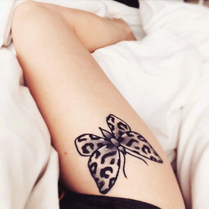 蝴蝶纹身图案 女生身上漂亮的立体蝴蝶纹身图案