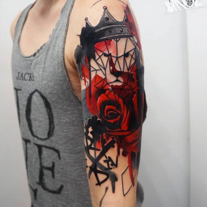 花朵纹身图案 水彩纹身妖艳的花朵纹身图案