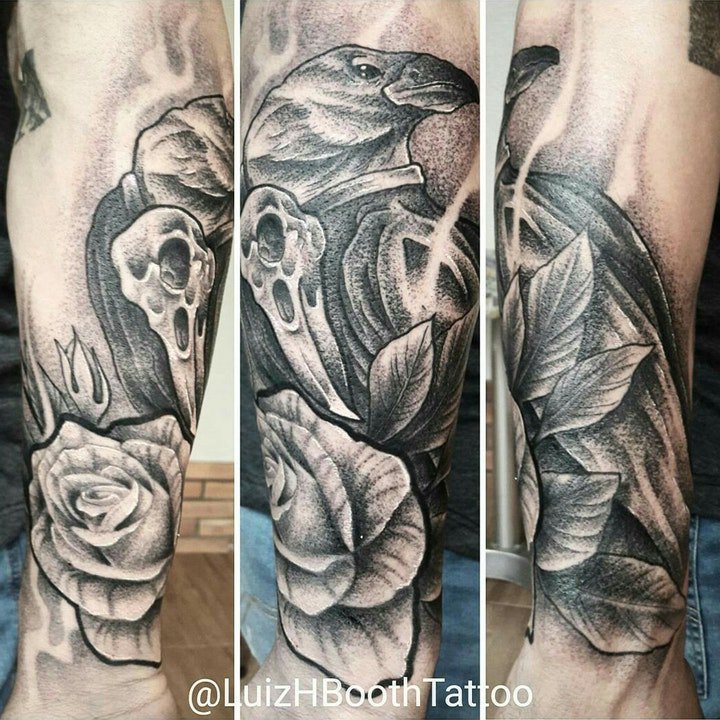 乌鸦纹身图   9款设计巧妙的乌鸦纹身图案图片