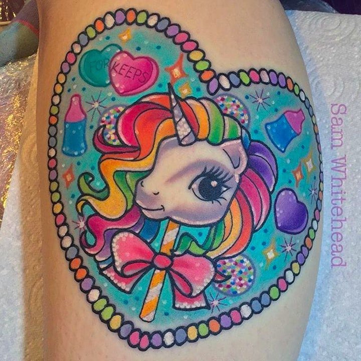独角兽纹身  梦幻而又少女心十足的独角兽纹身图案