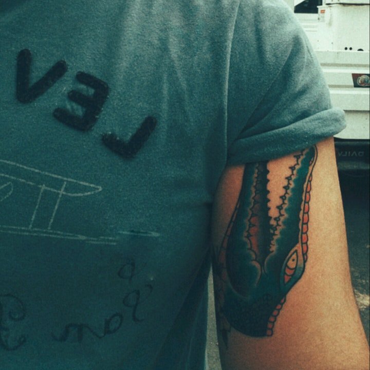 鳄鱼纹身图案  9张凶猛残忍的鳄鱼纹身图案