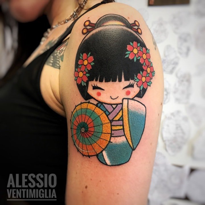 9张可爱而又乖巧的日本木偶娃娃纹身图案