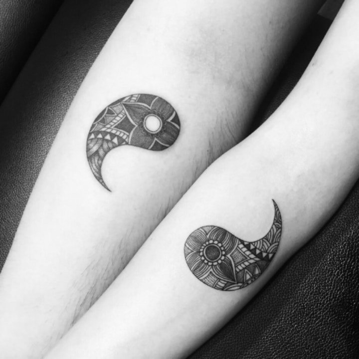 纹身八卦图   阴阳互补的创意八卦纹身图案