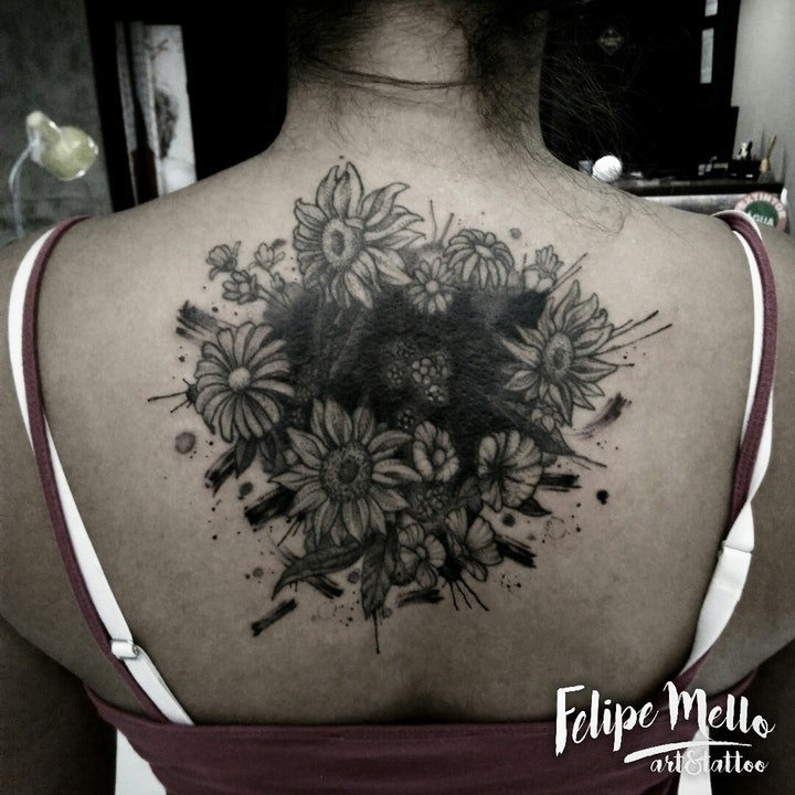 黑灰纹身风格  各部位铅笔素描等黑灰时尚纹身图案