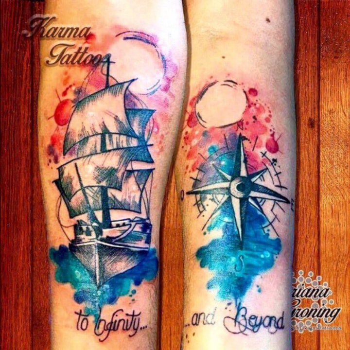 纹身指南针 多款技巧性十足指南针纹身图案