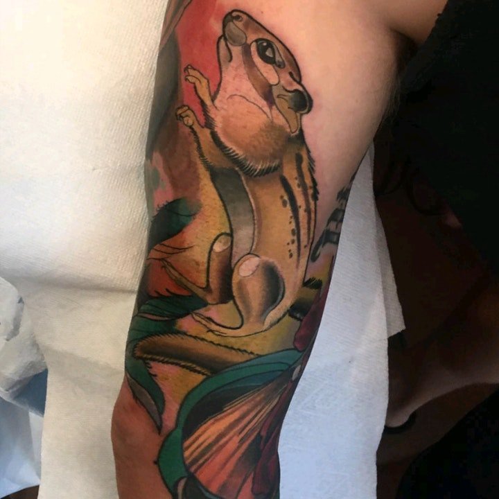 松鼠纹身  9张技巧性十足的呆萌松鼠纹身图案