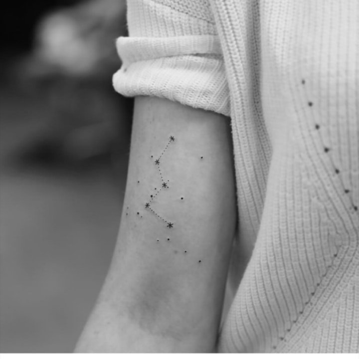 星座纹身图案 简单精致的黑灰色调星座纹身图案