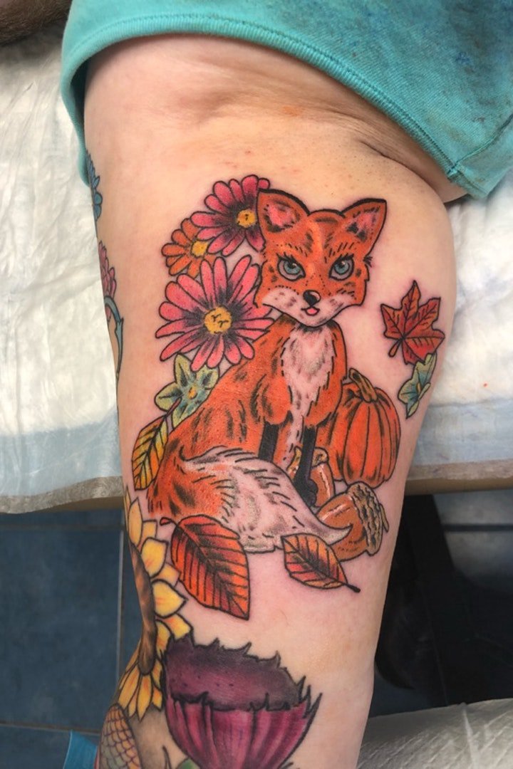 狐狸纹身图   9张生动而又狡黠的狐狸纹身图案