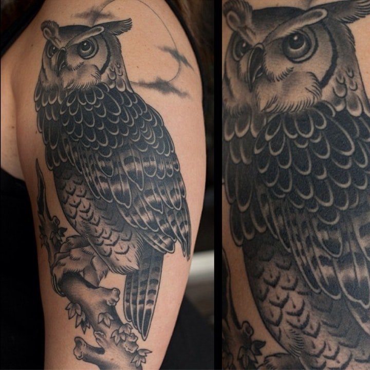 纹身猫头鹰  9张犹如黑暗精灵的猫头鹰纹身图案