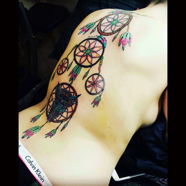 捕梦网纹身图   具有梦幻色彩的捕梦网纹身图案