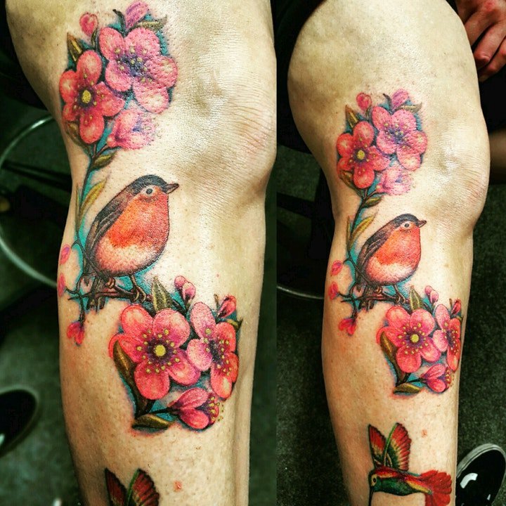 花朵纹身图案 彩绘纹身不同姿态的花朵纹身图案