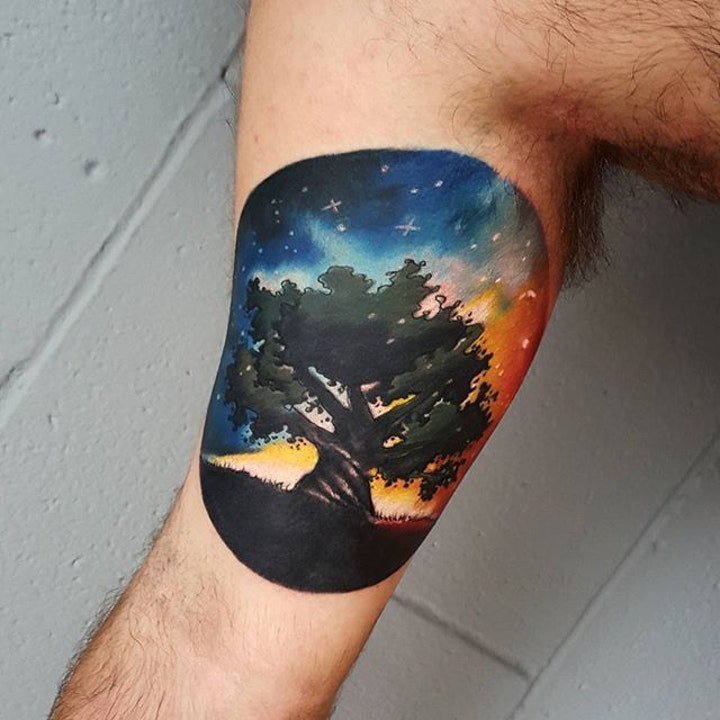 树纹身图案 身体各个部位的树干纹身图案和椰树纹身图案