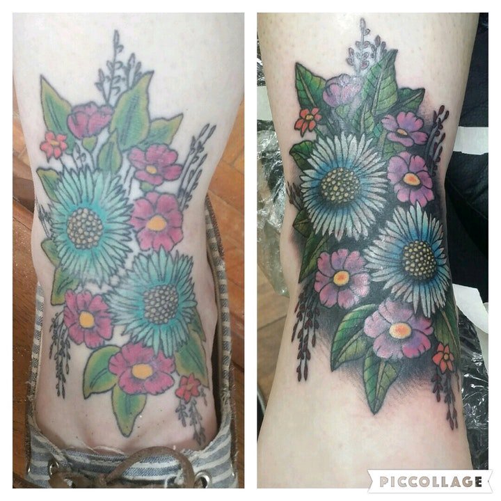 花朵纹身图案 女生身体各处小清新的花朵纹身图案