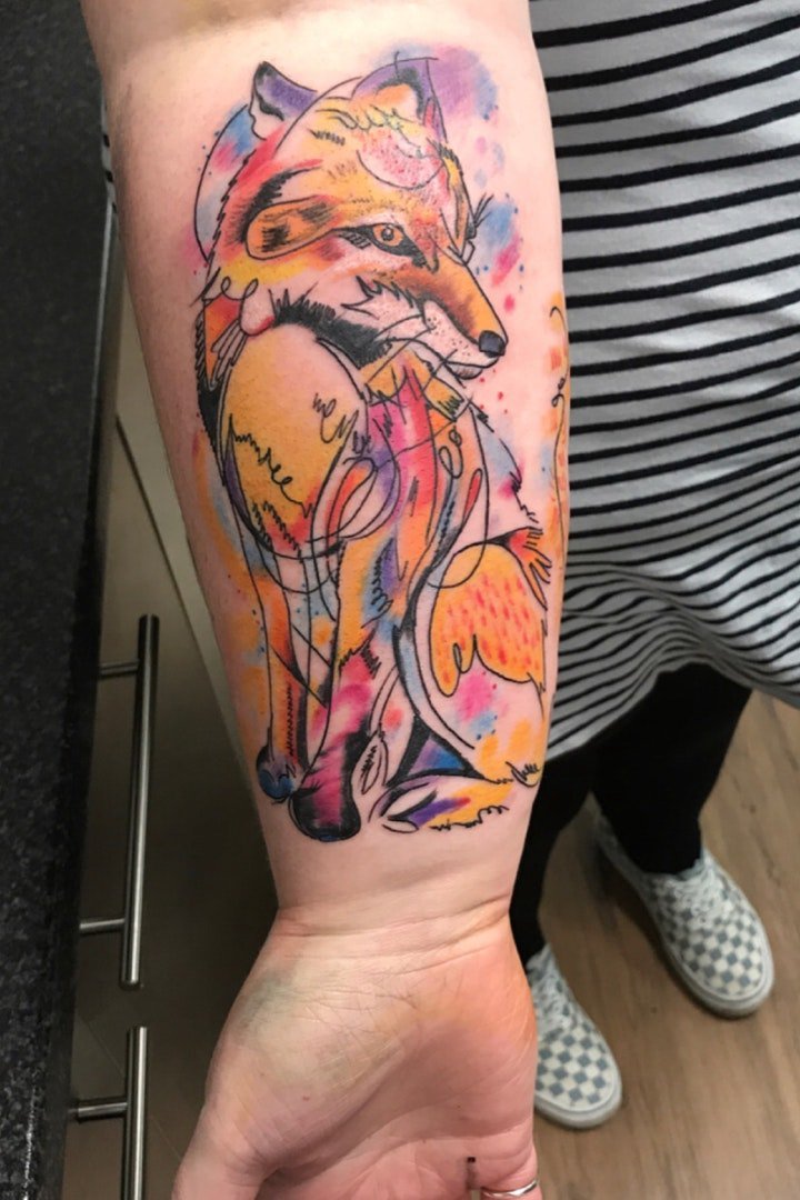 水彩纹身图片    随意而又唯美的水彩泼墨纹身图案