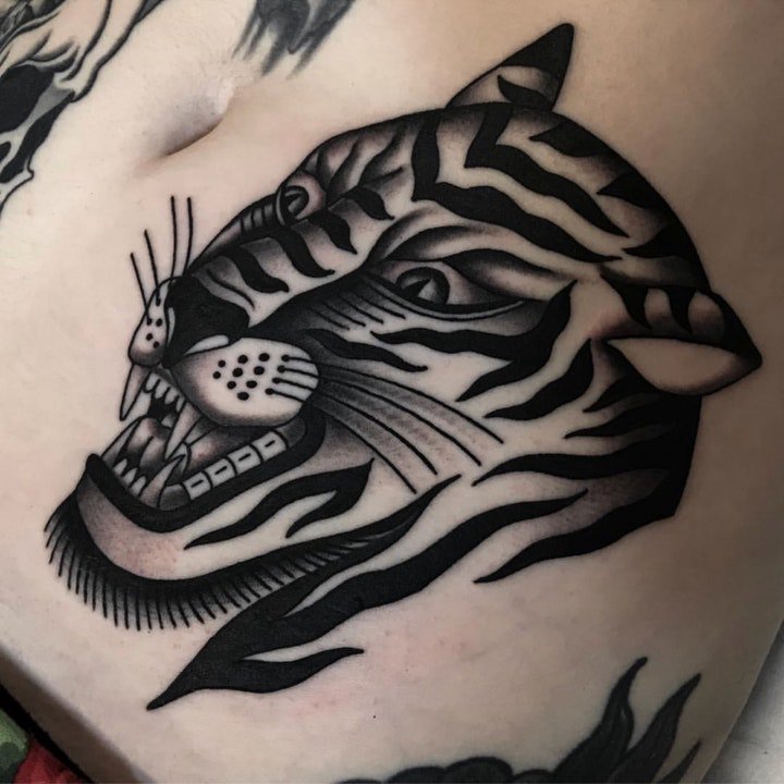 纹身老虎头图片  多款凶猛霸气的老虎头纹身图案
