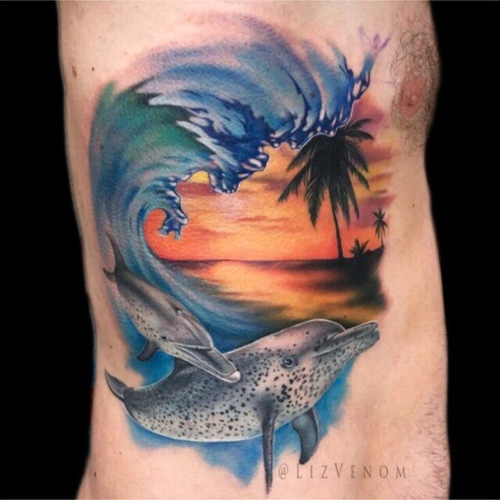 浪花纹身图片 9款波澜壮阔的海浪纹身图案