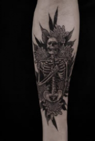 暗黑的一组骷髅主题纹身图片赏析