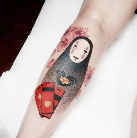 千与千寻里的一组无脸男纹身图片