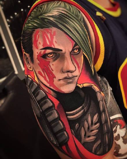 女郎纹身图 超漂亮的9张newschool彩色女郎纹身欣赏