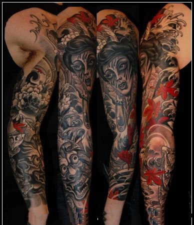 纹身花臂图 一组传统的花臂纹身图案欣赏