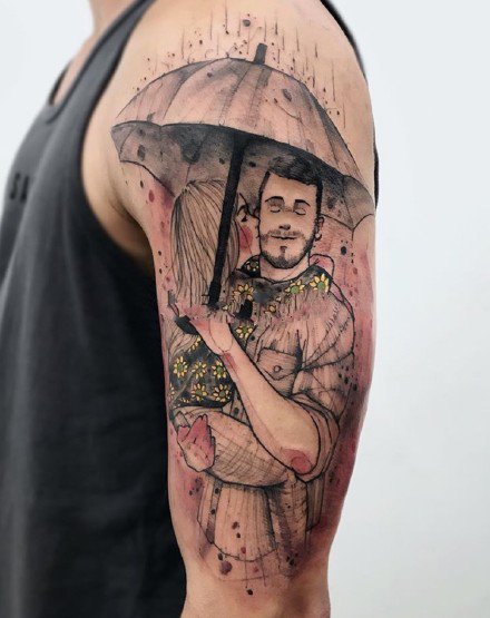 水墨设计纹身 很好看的9张水墨风格设计感纹身图案