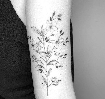 纹身素花图 漂亮的9张黑白素花小纹身图片