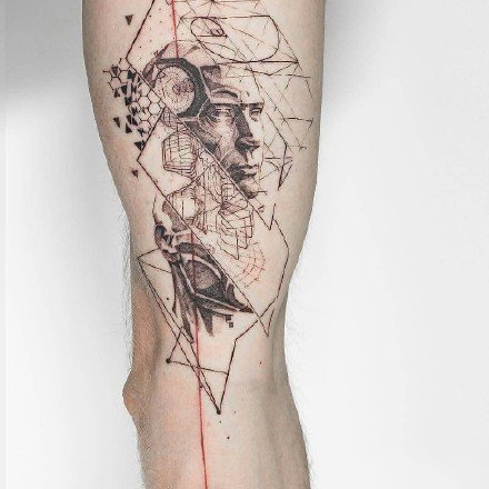 纹身点线图 很有设计感的一组小臂点刺线条设计纹身图案