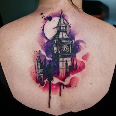 水彩纹身 漂亮的18组暗色彩绘纹身图案