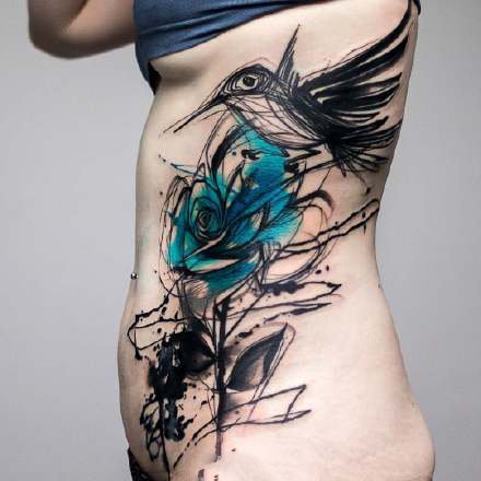 水彩纹身 漂亮的18组暗色彩绘纹身图案