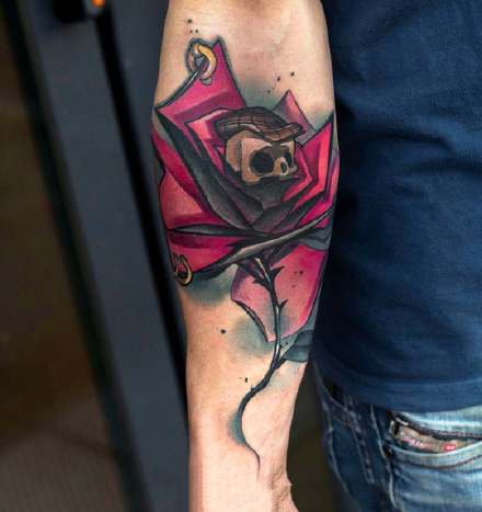 水彩纹身 漂亮的18组暗色彩绘纹身图案