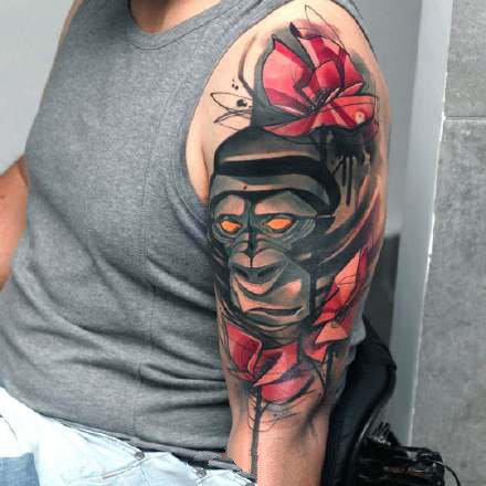 水彩纹身 漂亮的18组暗色彩绘纹身图案