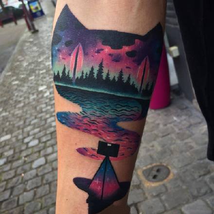 水彩纹身 漂亮的18组暗色彩绘纹身图案