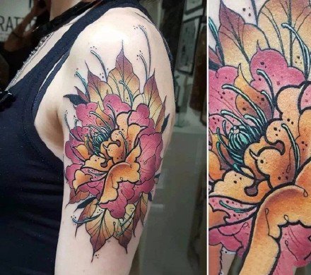 纹身牡丹花 9组传统的牡丹主题纹身图案