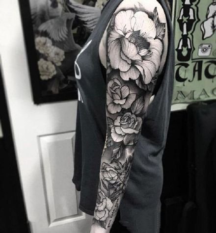 纹身大黑臂 9组深黑色的男士大黑臂纹身图案