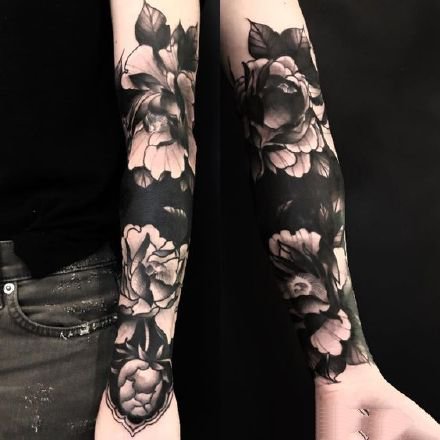 纹身大黑臂 9组深黑色的男士大黑臂纹身图案