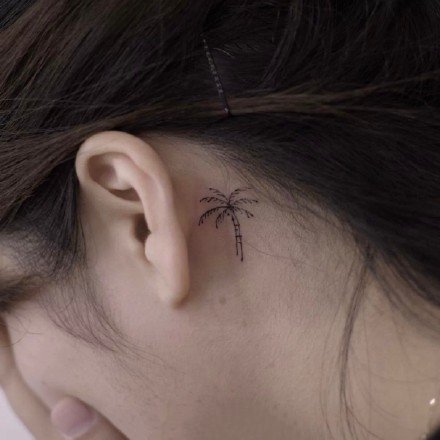 耳根纹身 耳朵后面超简单不显眼的一组小纹身图