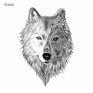 37组各风格的帅气狼头纹身图案手稿