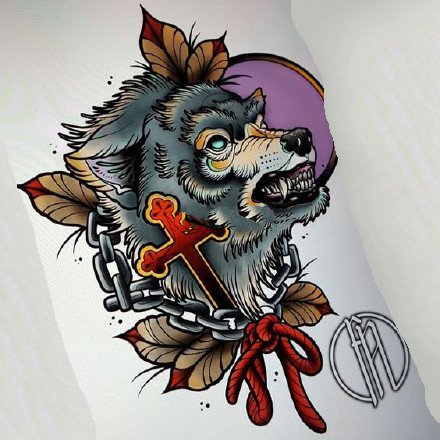 37组各风格的帅气狼头纹身图案手稿