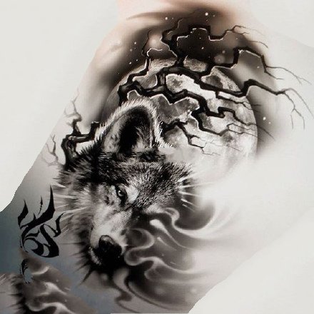 37组各风格的帅气狼头纹身图案手稿