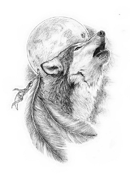 37组各风格的帅气狼头纹身图案手稿