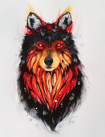 37组各风格的帅气狼头纹身图案手稿