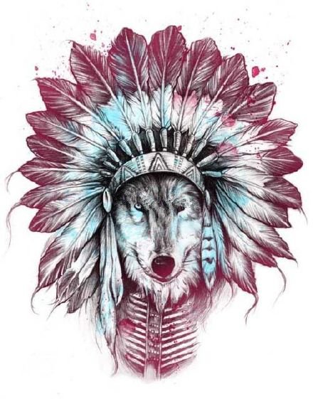37组各风格的帅气狼头纹身图案手稿