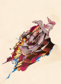 彩色的一组小花体字纹身素材图片欣赏